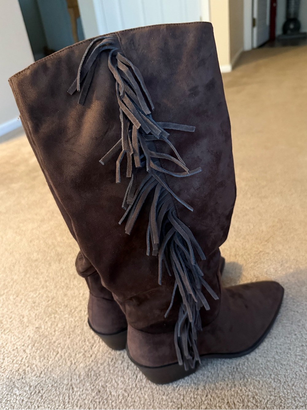 Universal Thread Brown Suede Over-the-Knee Fringe Boots - Picture 2 of 5